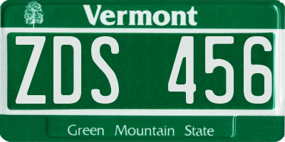 VT license plate ZDS456