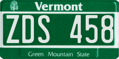VT license plate ZDS458