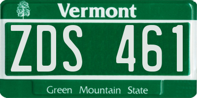 VT license plate ZDS461