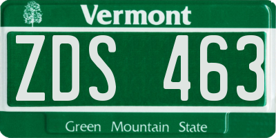 VT license plate ZDS463