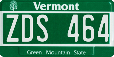 VT license plate ZDS464