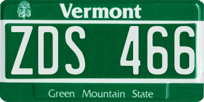 VT license plate ZDS466