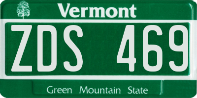 VT license plate ZDS469