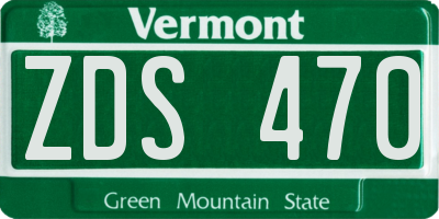 VT license plate ZDS470