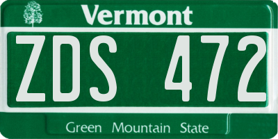 VT license plate ZDS472
