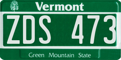 VT license plate ZDS473