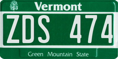 VT license plate ZDS474