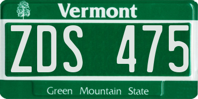 VT license plate ZDS475