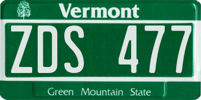 VT license plate ZDS477