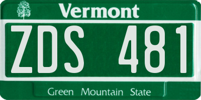 VT license plate ZDS481
