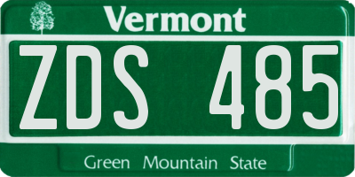 VT license plate ZDS485