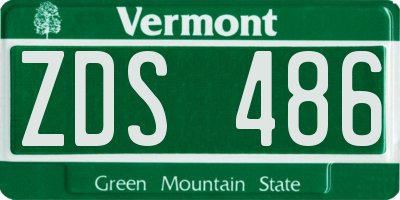 VT license plate ZDS486