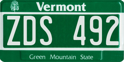 VT license plate ZDS492
