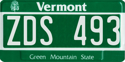 VT license plate ZDS493