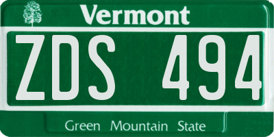 VT license plate ZDS494