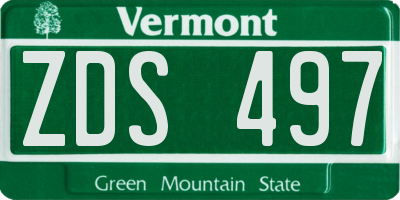 VT license plate ZDS497