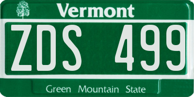 VT license plate ZDS499