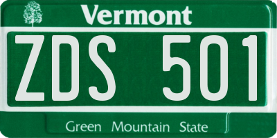 VT license plate ZDS501