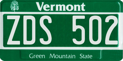 VT license plate ZDS502