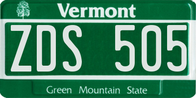 VT license plate ZDS505