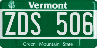 VT license plate ZDS506