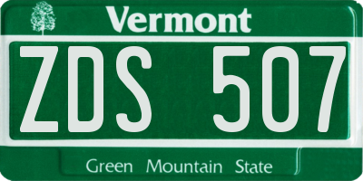 VT license plate ZDS507