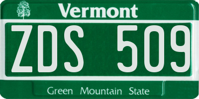 VT license plate ZDS509