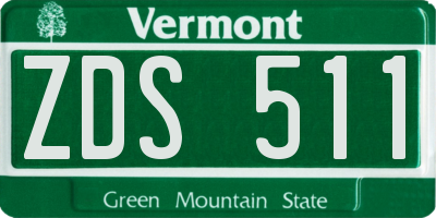 VT license plate ZDS511