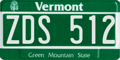 VT license plate ZDS512