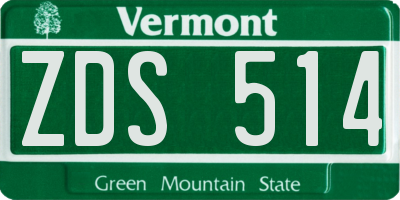 VT license plate ZDS514