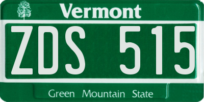 VT license plate ZDS515