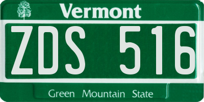 VT license plate ZDS516