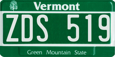 VT license plate ZDS519
