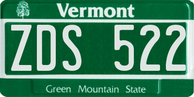 VT license plate ZDS522