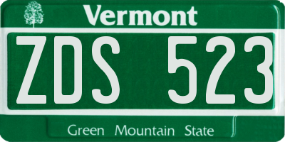 VT license plate ZDS523
