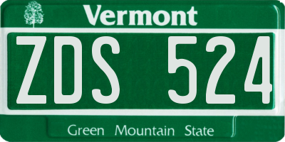 VT license plate ZDS524