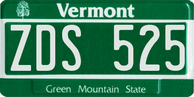 VT license plate ZDS525