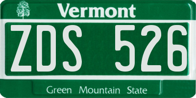 VT license plate ZDS526