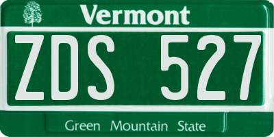 VT license plate ZDS527
