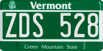 VT license plate ZDS528