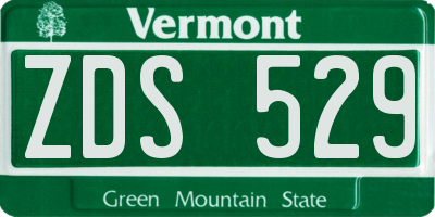 VT license plate ZDS529