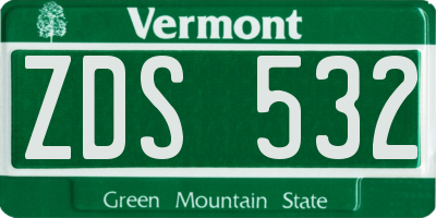 VT license plate ZDS532