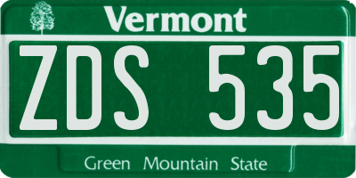VT license plate ZDS535