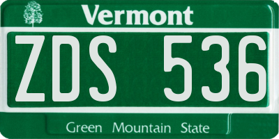 VT license plate ZDS536