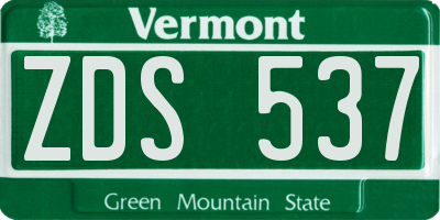 VT license plate ZDS537