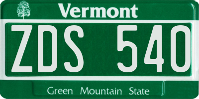 VT license plate ZDS540