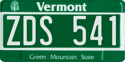 VT license plate ZDS541