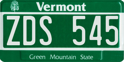VT license plate ZDS545