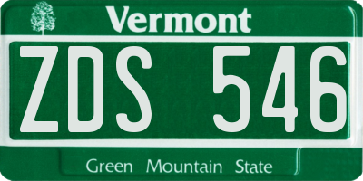 VT license plate ZDS546