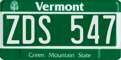VT license plate ZDS547
